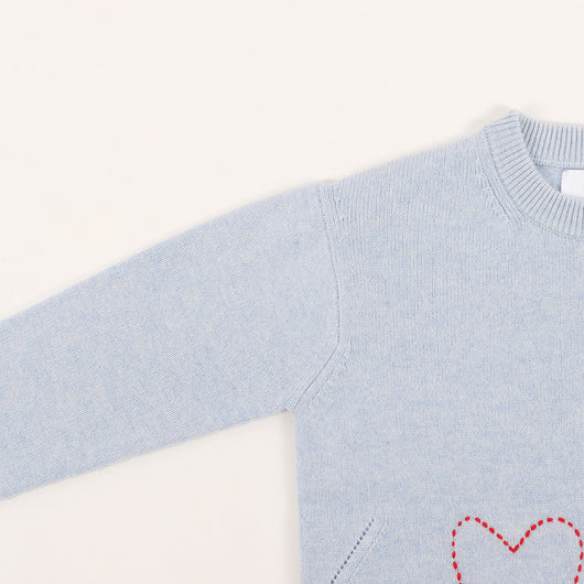 Suéter Tejido a Mano con Cuello Redondo y Mangas Combinadas - Diseño Love - Image 8