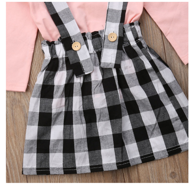 Conjunto Infantil de Moda Europea: Camiseta Manga Larga y Vestido con Tirantes - Image 4
