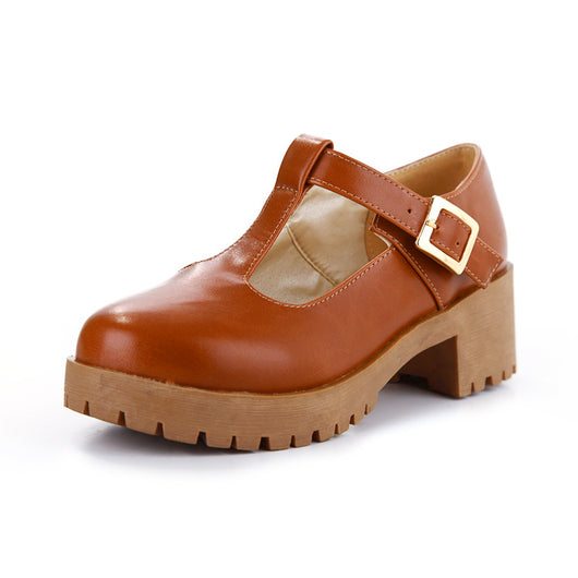 Zapatos Plataforma Mujer Talla Grande con Tacón Cuadrado y Hebilla T - Image 10