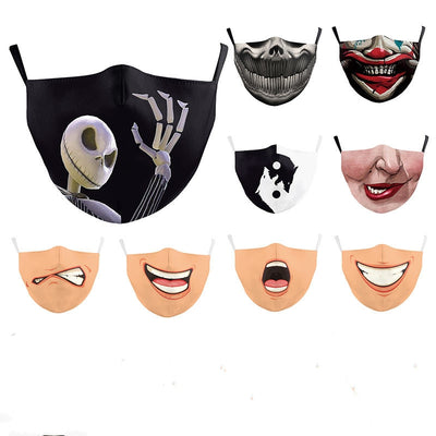 Halloween funny face mask with a digital print of a stitched-up face and yellow teeth, featuring ear hooks. - Image 25