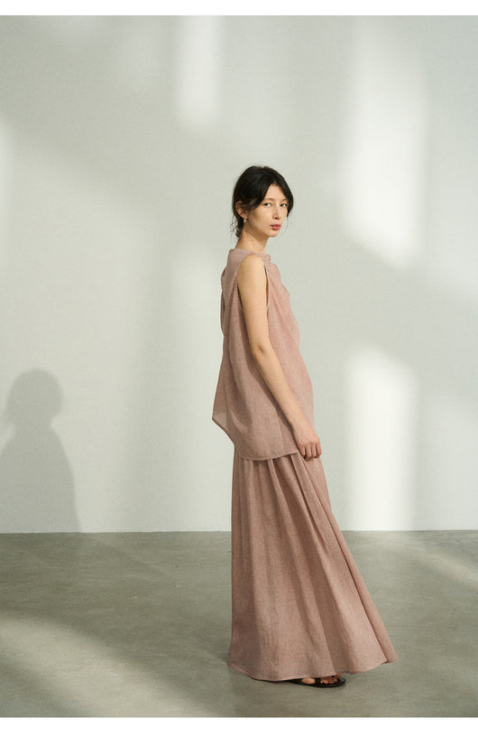 Falda Plisada Tencel Lino Efecto Desteñido con Volumen - Elegancia Moderna para Mujer - Image 25