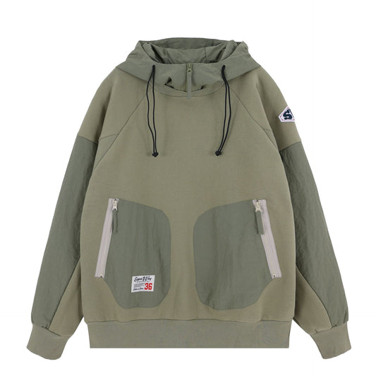 Sudadera Acolchada con Capucha y Bolsillos - Mangas Raglán en Terciopelo