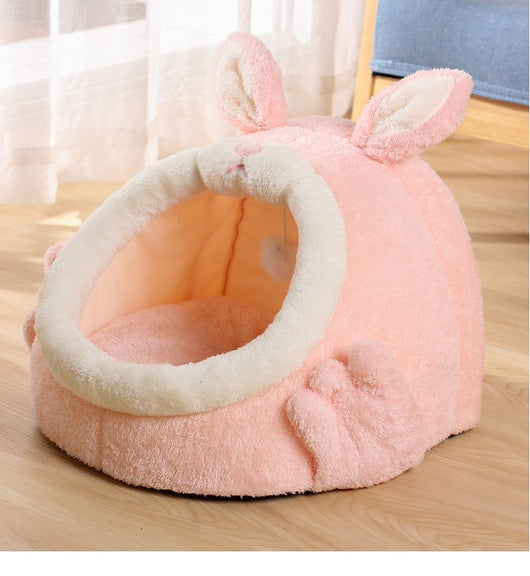 Cama Gatito Cerrada Rosa Conejo Gritón - Casa para Gatos Otoño Invierno - Image 13