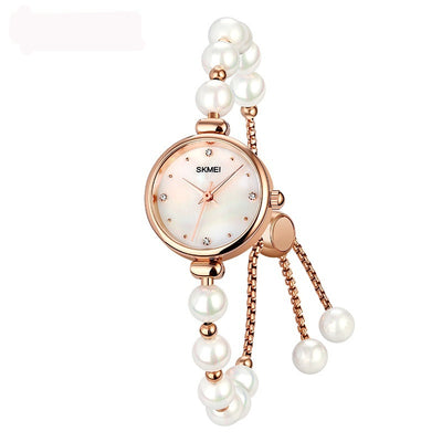 Reloj de Cuarzo Elegante para Mujer con Correa de Piedra Natural y Perla - Image 2
