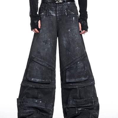 Pantalones Cargo Graffiti Pintura Manual Cintura Doble Hombre Otoño Invierno - Image 9