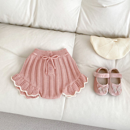 Conjunto de Suéter y Shorts para Bebé Niña 0-3 Años - Diseño Artesanal con Detalles Festoneados - Image 20