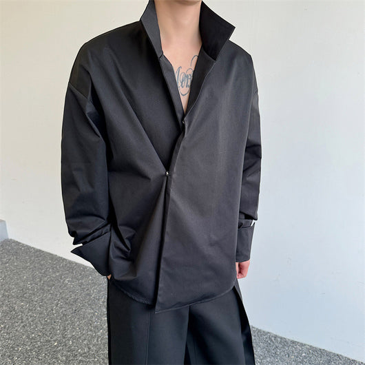 Chaqueta Camisa Cuello Rígido Diseño Minimalista - Image 13