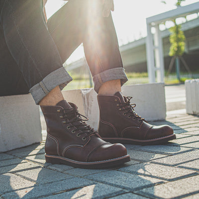 Botas Militares Martin de Cuero Engrasado para Hombre - Estilo Retro Worker - Image 9