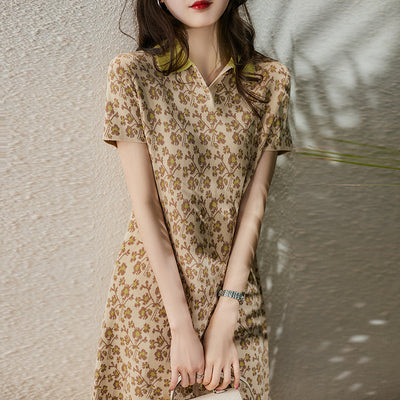 Vestido Polo Cuello Alto con Estampado Floral Pastoril - Image 16