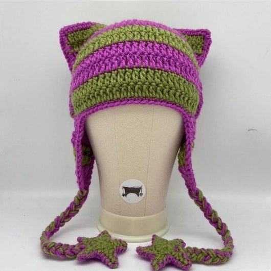 Gorro Tejido con Orejas de Gato y Trenza - Unisex para Otoño e Invierno - Image 9