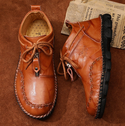 Botas de Cuero Cosidas a Mano para Hombre