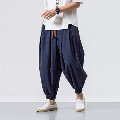 Pantalones Holgados de Algodón y Lino para Hombre - Pantalones Harlan de Pierna Ancha - Image 8