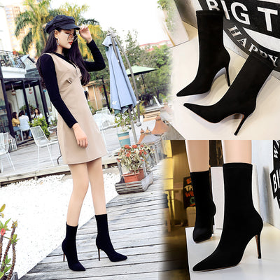 Botas de Tacón Alto Punta Fina en Gamuza para Mujer - Image 8