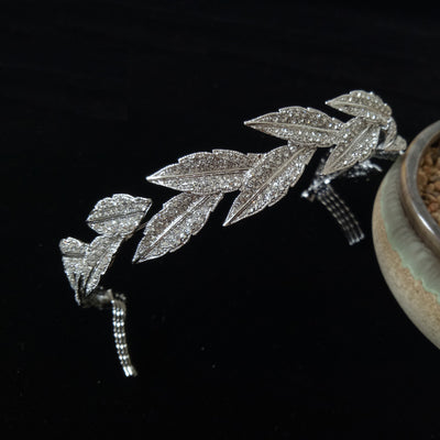 Corona Nupcial Barroca de Aleación con Diamantes - Tocado de Boda Coreano Plateado