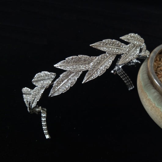 Corona Nupcial Barroca de Aleación con Diamantes - Tocado de Boda Coreano Plateado