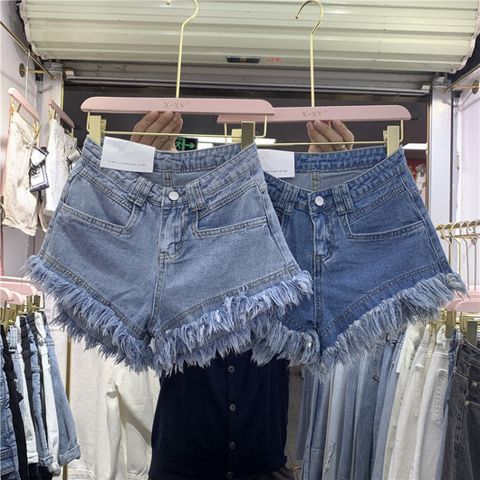 Shorts Denim Deshilachados Cintura Alta Pierna Ancha para Mujer Verano - Image 3