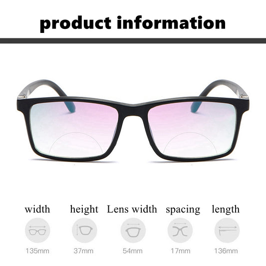 Black rectangular anti-blue light reading glasses with a subtle purple tint on the lenses, shown on a white background. - Image 2