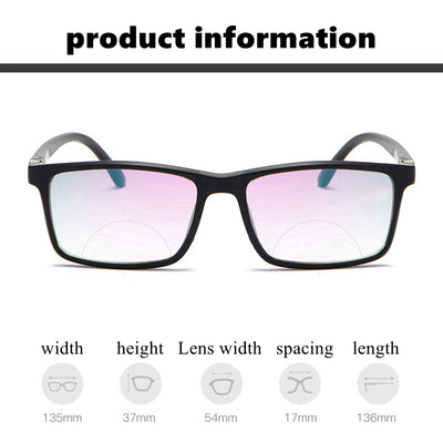 Black rectangular anti-blue light reading glasses with a subtle purple tint on the lenses, shown on a white background. - Image 2