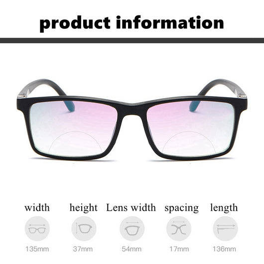 Black rectangular anti-blue light reading glasses with a subtle purple tint on the lenses, shown on a white background. - Image 2