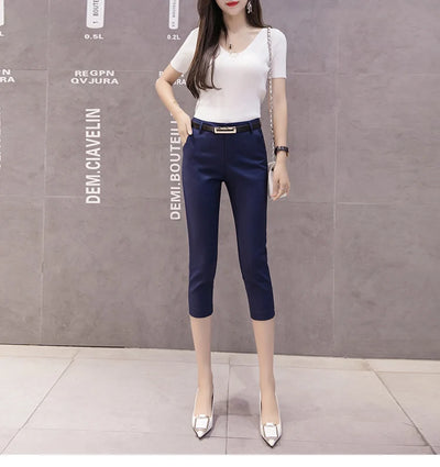 Pantalones Casuales Ajustados Capri para Mujer - Diseño Slim Moderno - Image 15