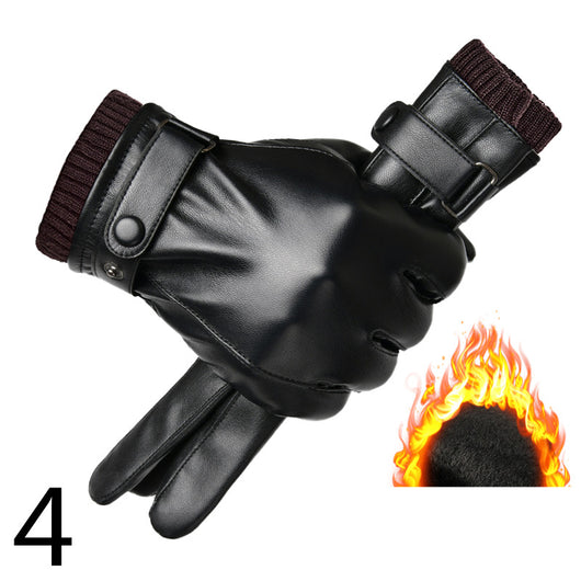 Guantes de Cuero para Moto Invierno Plus Forro Terciopelo Impermeables - Image 31