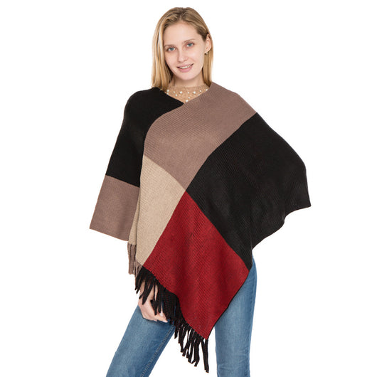 Chal Tejido de Cuadros Multicolor Cálido - Estilo Europeo para Otoño e Invierno - Image 9