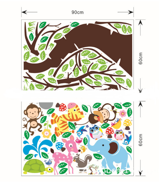 Adhesivos Decorativos Infantiles Búho y Mono - Pegatinas Removibles para Habitación - Image 2