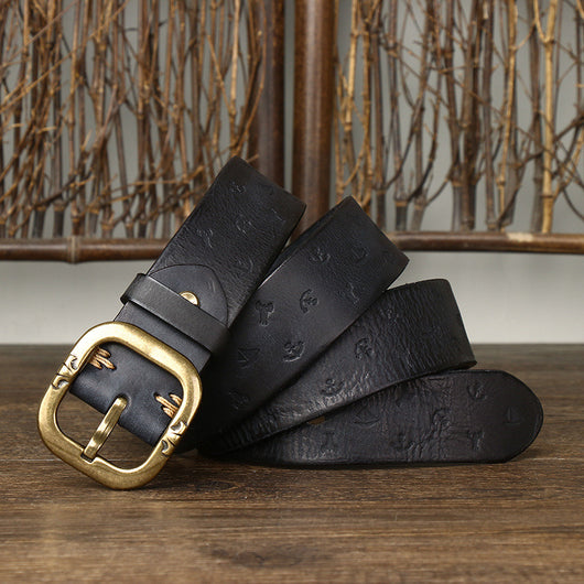 Cinturón de Cuero Estilo Coreano con Patrón Exclusivo para Hombre - Image 6