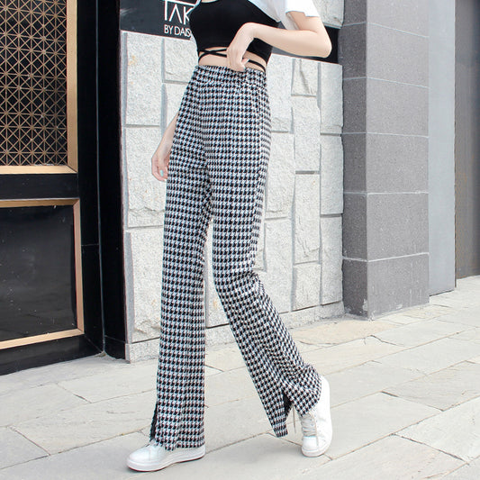 Pantalón Cintura Alta con Letras Estampadas y Aberturas