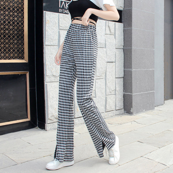 Pantalón Cintura Alta con Letras Estampadas y Aberturas