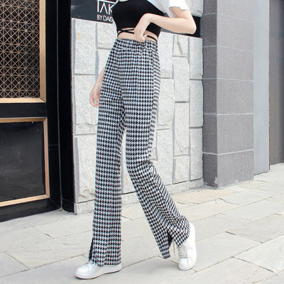 Pantalón Cintura Alta con Letras Estampadas y Aberturas