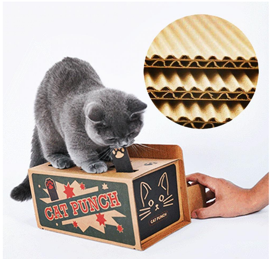 Juguete Interactivo de Cartón Corrugado para Gatos - Ratón Escondido