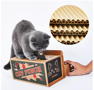 Juguete Interactivo de Cartón Corrugado para Gatos - Ratón Escondido