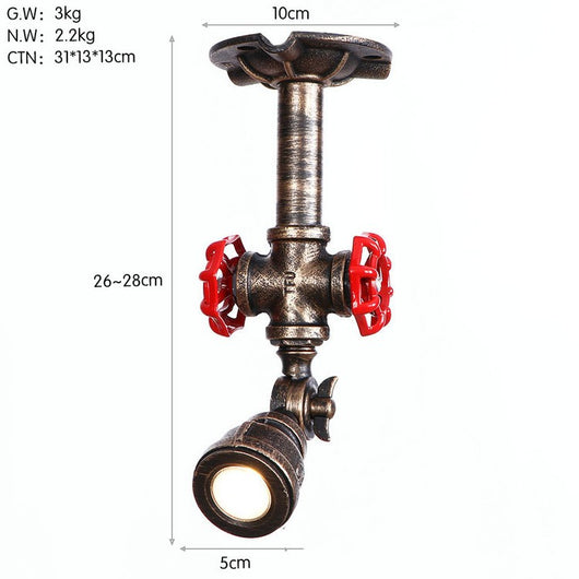 Lámpara de Techo Industrial con Tuberías de Hierro y Spot Ajustable - Image 11