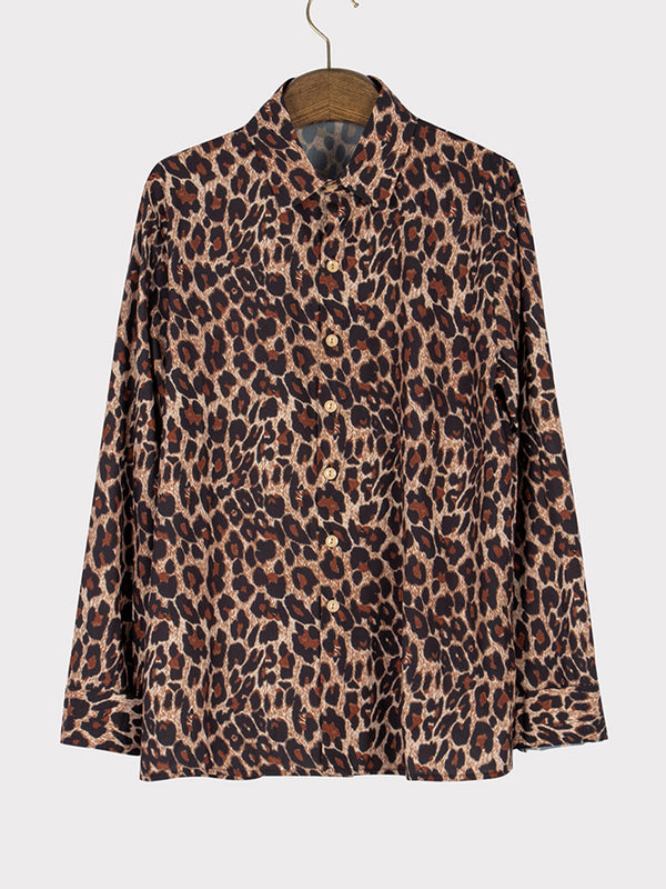 Camisa Estampado Leopardo Manga Larga para Hombre