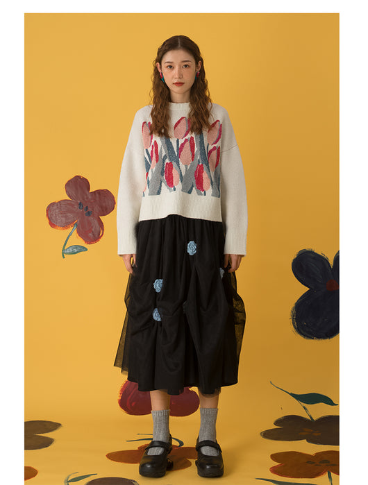 Suéter Holgado con Estampado Vintage de Tulipanes - Image 26