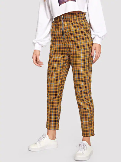 Pantalones a cuadros con cierre funcional - Image 8