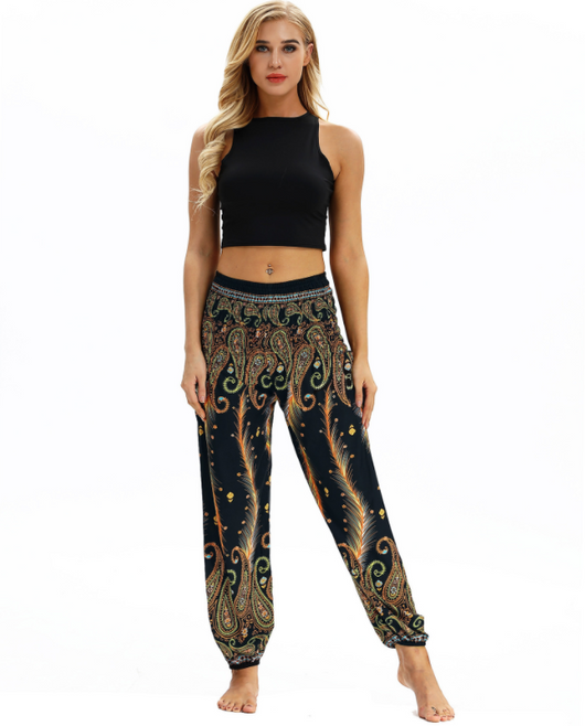 Pantalones Harem Estampados Digitales con Cintura Elástica Suelta - Image 25