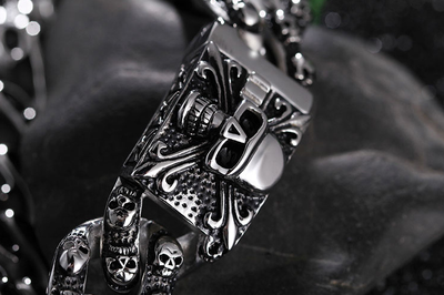 Pulsera de Acero Titanio con Calavera para Hombre - Estilo Rock Punk - Image 4
