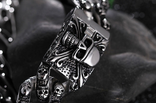 Pulsera de Acero Titanio con Calavera para Hombre - Estilo Rock Punk - Image 4