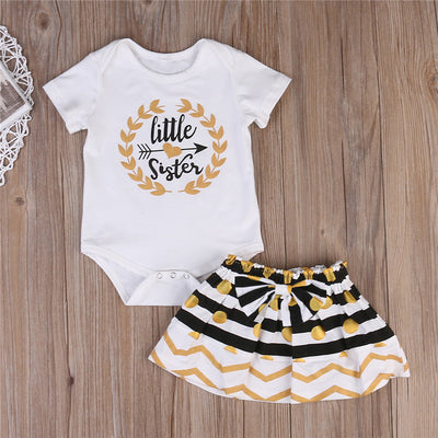 Conjunto de Falda y Blusa de Algodón con Estampado de Lunares