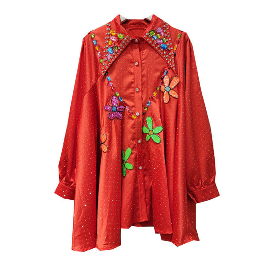 Blusa Larga de Invierno con Detalles de Cuentas para Mujer - Image 5