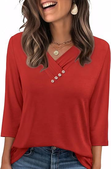 Blusa Casual Mujer Cuello V Botones - Estilo Europeo Otoño - Image 18
