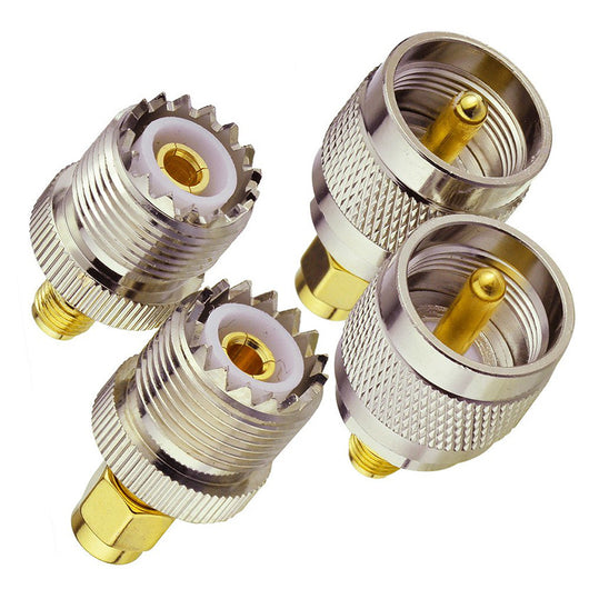 Kit de 4 Conectores UHF PL259 Macho-Hembra SO239 para Intercomunicadores de Motocicleta