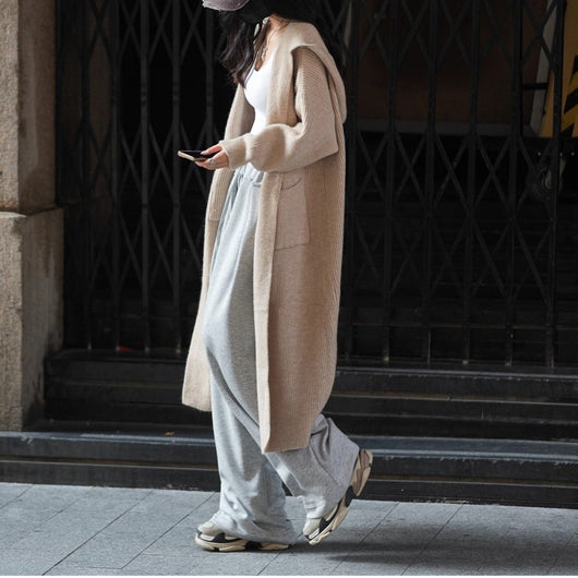 Cardigan Largo Tejido para Mujer con Capucha - Abrigo Tipo Trench - Image 20