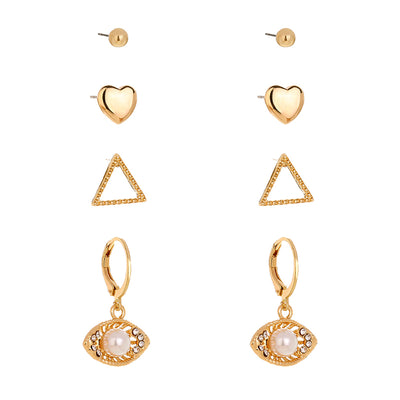 Juego de Aretes Metálicos Irregulares - Cuatro Piezas - Image 8