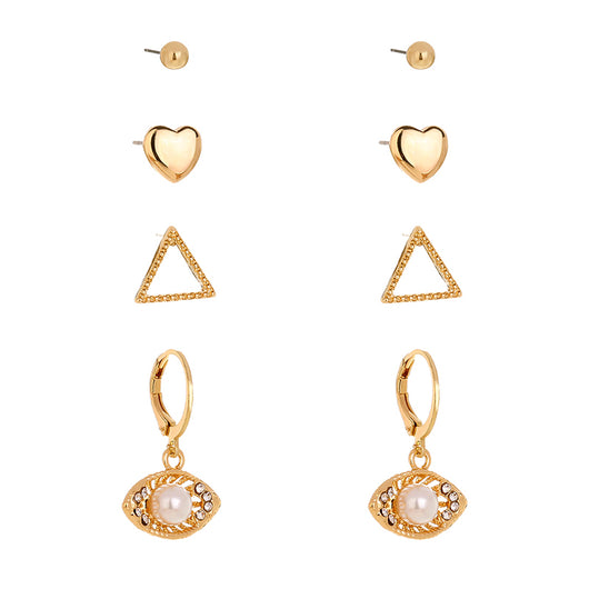 Juego de Aretes Metálicos Irregulares - Cuatro Piezas - Image 8