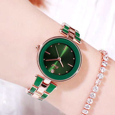 Reloj de Pulsera Elegante Acero Inoxidable Estilo Coreano para Mujer Cuarzo Blanco - Image 4