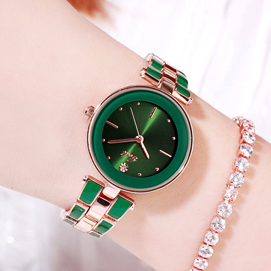 Reloj de Pulsera Elegante Acero Inoxidable Estilo Coreano para Mujer Cuarzo Blanco - Image 4