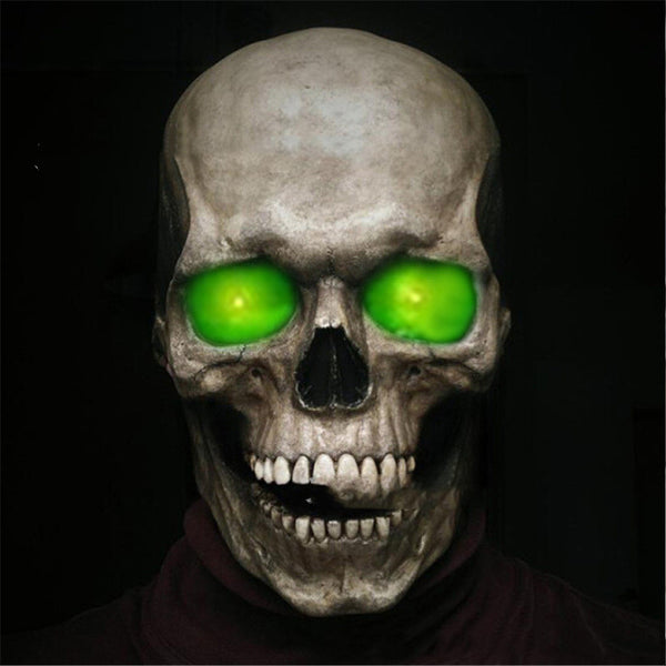 Calavera Halloween Terrorífica con Mandíbula Móvil y Luz Fluorescente